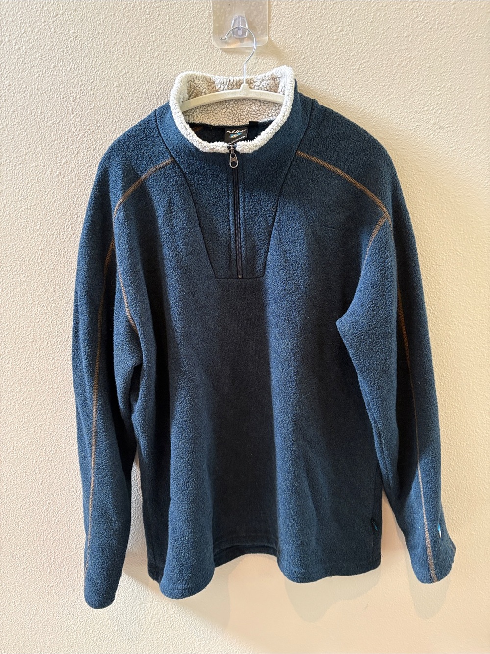 Kuhl Navy Sherpa Half-Zip Pullover with Cream Collar